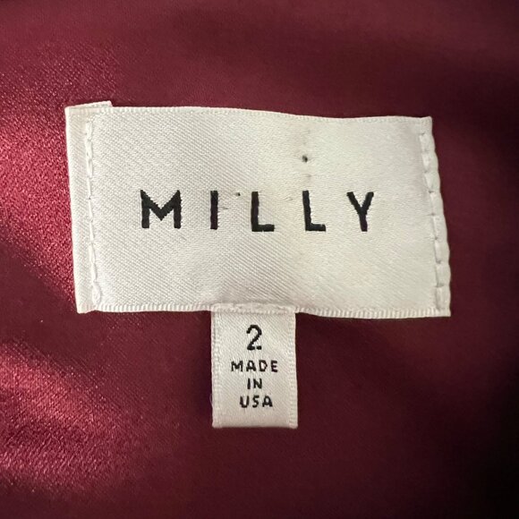 Milly Womens Peau De Soie Colorblock Seamed Shift Dress Burgundy Purple size 2 - Picture 9 of 12